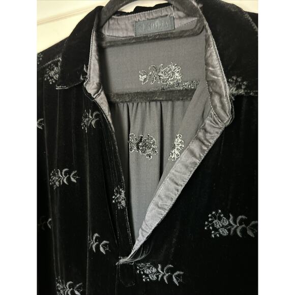 CP Shades Velvet-Silk rayon Embroidered Tunic pockets long sleeve XS EUC - Picture 7 of 12